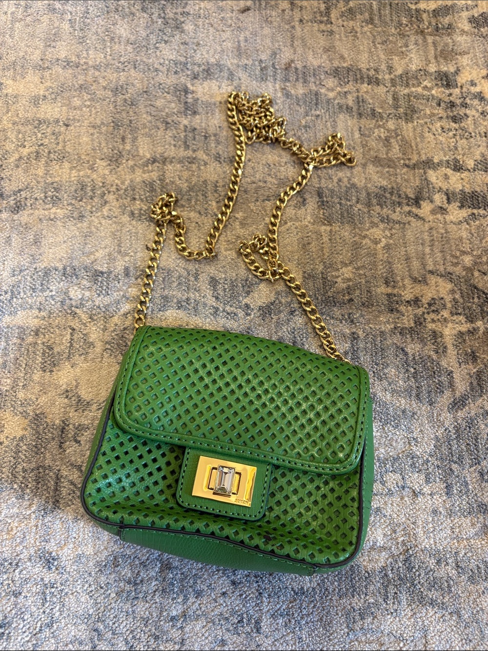 Juicy Couture Green Perforated Crossbody with Gold Chain